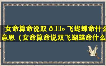 女命算命说双 🌻 飞蝴蝶命什么意思（女命算命说双飞蝴蝶命什么 🐧 意思啊）